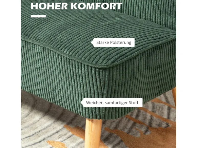 HOMCOM Sofa 2 Sitzer Modern Couch für Wohnzimmer 117 x 56 x 77 cm