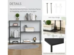 HOMCOM Standregal mit 5 Offenen Fächern Metall 120 x 35 x 87,5 cm