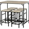 HOMCOM 5-Teiliges Bartisch-Set Eiche Schwarz 100 x 60 x 88 cm
