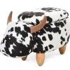 HOMCOM Tierhocker mit Stauraum Schweinchen Fußbank Schwarz Weiß 62 x 35 x 36cm