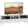 HOMCOM TV Schrank TV Board mit Schubladen 3 Offenen Fächern Weiß