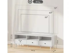 HOMCOM TV Schrank TV Board mit Schubladen 3 Offenen Fächern Weiß