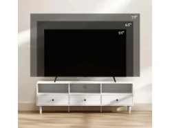 HOMCOM TV Schrank TV Board mit Schubladen 3 Offenen Fächern Weiß