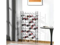 HOMCOM Weinregal Weinständer 60 Flaschen Wandbefestigung Metall Schwarz