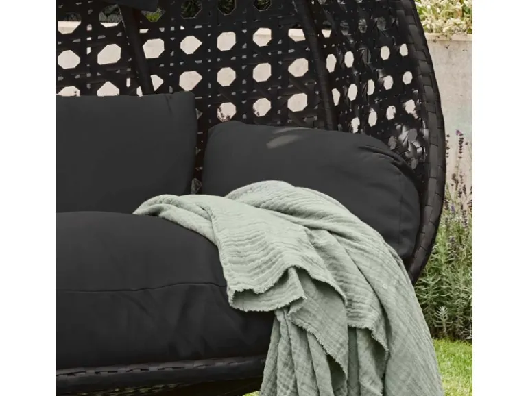 Home Deluxe Hängesessel Twin Polyrattan Schwarz
