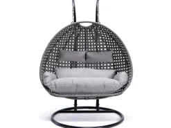 Home Deluxe Hängesessel Twin aus Polyrattan mit Regenabdeckung Grau