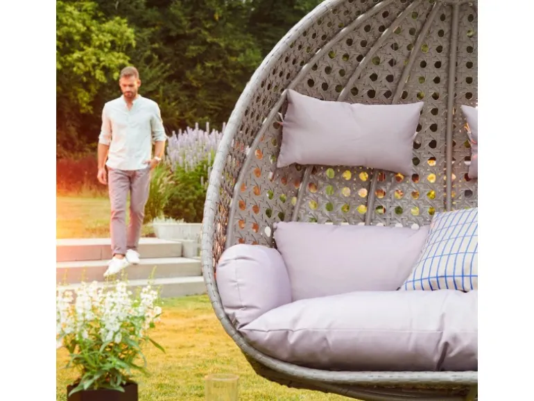 Home Deluxe Hängesessel Twin Polyrattan Grau
