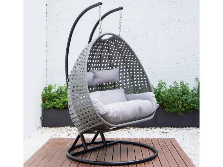 Home Deluxe Hängesessel Twin Polyrattan Grau