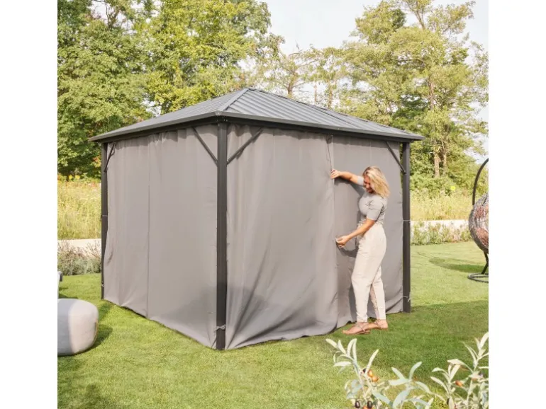 Home Deluxe Pavillon Azur 270 cm x 270 cm x 200 cm Solar-LED-Beleuchtung