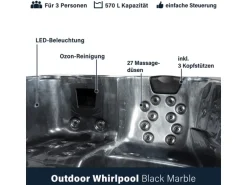 Home Deluxe Whirlpool Black Marble für 3 Personen 210 x 160 x 85 cm