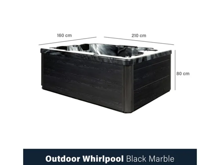 Home Deluxe Whirlpool Black Marble für 3 Personen 210 x 160 x 85 cm