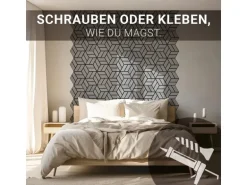 Homestyle4u Akustikpaneele 30 x 26 cm 10 Stück Grau Hexagon Wandpaneele Holz
