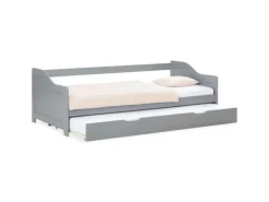 Homestyle4u Ausziehbett 90 x 200 cm Grau 2506