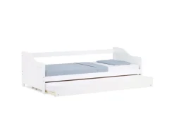 Homestyle4u Ausziehbett 90 x 200 cm Weiß 1420