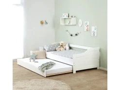 Homestyle4u Ausziehbett 90 x 200 cm Weiß 1420