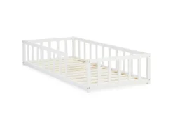 Homestyle4u Bodenbett 90x200 in Weiß mit Lattenrost 2523