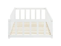 Homestyle4u Bodenbett 90x200 in Weiß mit Lattenrost 2523