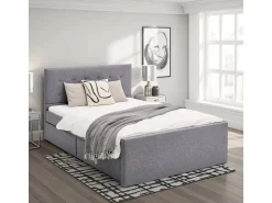 Homestyle4u Doppelbett 120x200 Polsterbett in Grau 1979