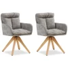 Homestyle4u 2er Set Polsterstühle Drehbar in Grau 2851