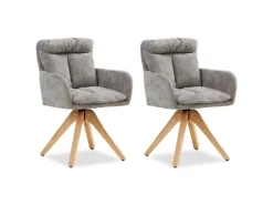 Homestyle4u 2er Set Polsterstühle Drehbar in Grau 2851