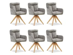 Homestyle4u 6er Set Polsterstühle Drehbar in Grau 2853