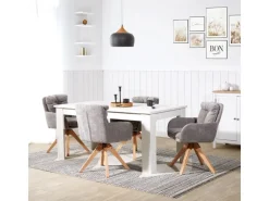 Homestyle4u 6er Set Polsterstühle Drehbar in Grau 2853