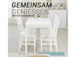 Homestyle4u Essgruppe aus Kiefernholz mit 4 Stühlen in Weiß 3061
