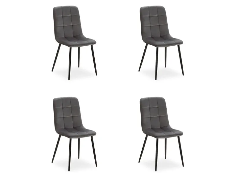Homestyle4u Esszimmerstuhl 4er Set in Anthrazit Samt 2328