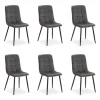 Homestyle4u Esszimmerstuhl 6er Set in Anthrazit Samt 2329