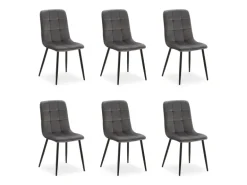Homestyle4u Esszimmerstuhl 6er Set in Anthrazit Samt 2329