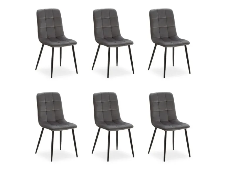 Homestyle4u Esszimmerstuhl 6er Set in Anthrazit Samt 2329