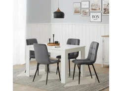 Homestyle4u Esszimmerstuhl 6er Set in Anthrazit Samt 2329