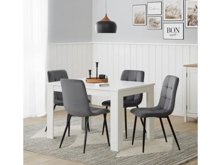 Homestyle4u Esszimmerstuhl 6er Set in Anthrazit Samt 2329