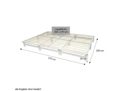 Homestyle4u Familienbett XXL 270x200 cm in Weiß mit Lattenrost 2050