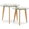 Homestyle4u Glastische Beistelltisch Couchtisch Glas Rund 2 er Set 1822