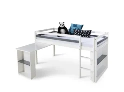 Homestyle4u Hochbett 90x200 in Weiß mit Schreibtisch 1880