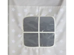 Homestyle4u Hochbett 90x200 mit Vorhang in Weiß Sterne 1888