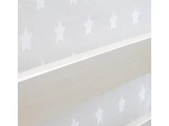 Homestyle4u Hochbett 90x200 mit Vorhang in Weiß Sterne 1888