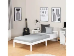 Homestyle4u Holzbett 90 x 200 cm Weiß 1412