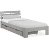 Homestyle4u Holzbett 90 x 200 cm mit Lattenrost und Bettkasten in Grau 2293