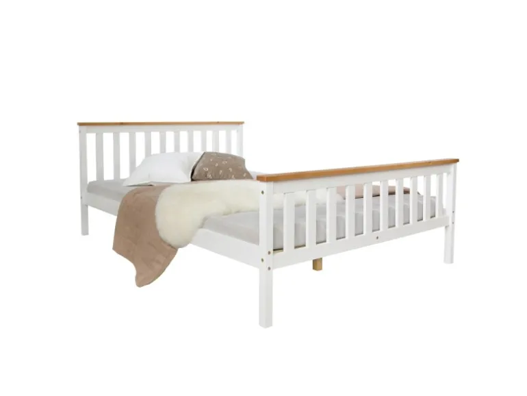 Homestyle4u Holzbett 140 x 200 cm Weiß 1843