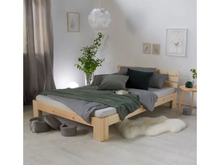 Homestyle4u Holzbett 120 x 200 cm mit Lattenrost in Braun 2192