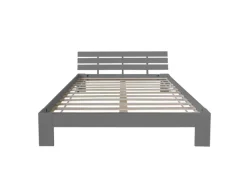 Homestyle4u Holzbett 180x200 mit Lattenrost in Grau 2039
