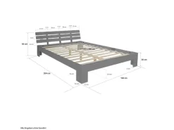 Homestyle4u Holzbett 180x200 mit Lattenrost in Grau 2039