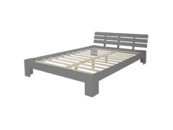 Homestyle4u Holzbett 180x200 mit Lattenrost in Grau 2039