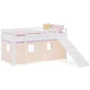 Homestyle4u Kinder Hochbett 90x200 Rutsche Lila Peach Kinderbett Weiß 2950