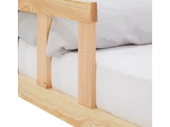 Homestyle4u Kinderbett Natur mit Rausfallschutz 120x200 cm Bodenbett Lattenrost 2839