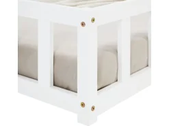 Homestyle4u Kinderbett Weiß mit Rausfallschutz 90x200 cm Bodenbett Lattenrost Matratze 3024