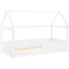Homestyle4u Kinderbett Weiß Hausbett mit Rausfallschutz 90x200 cm Bodenbett 2811
