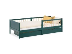 Homestyle4u Kinderbett 90x200 Holzbett mit Rausfallschutz Grün 2912